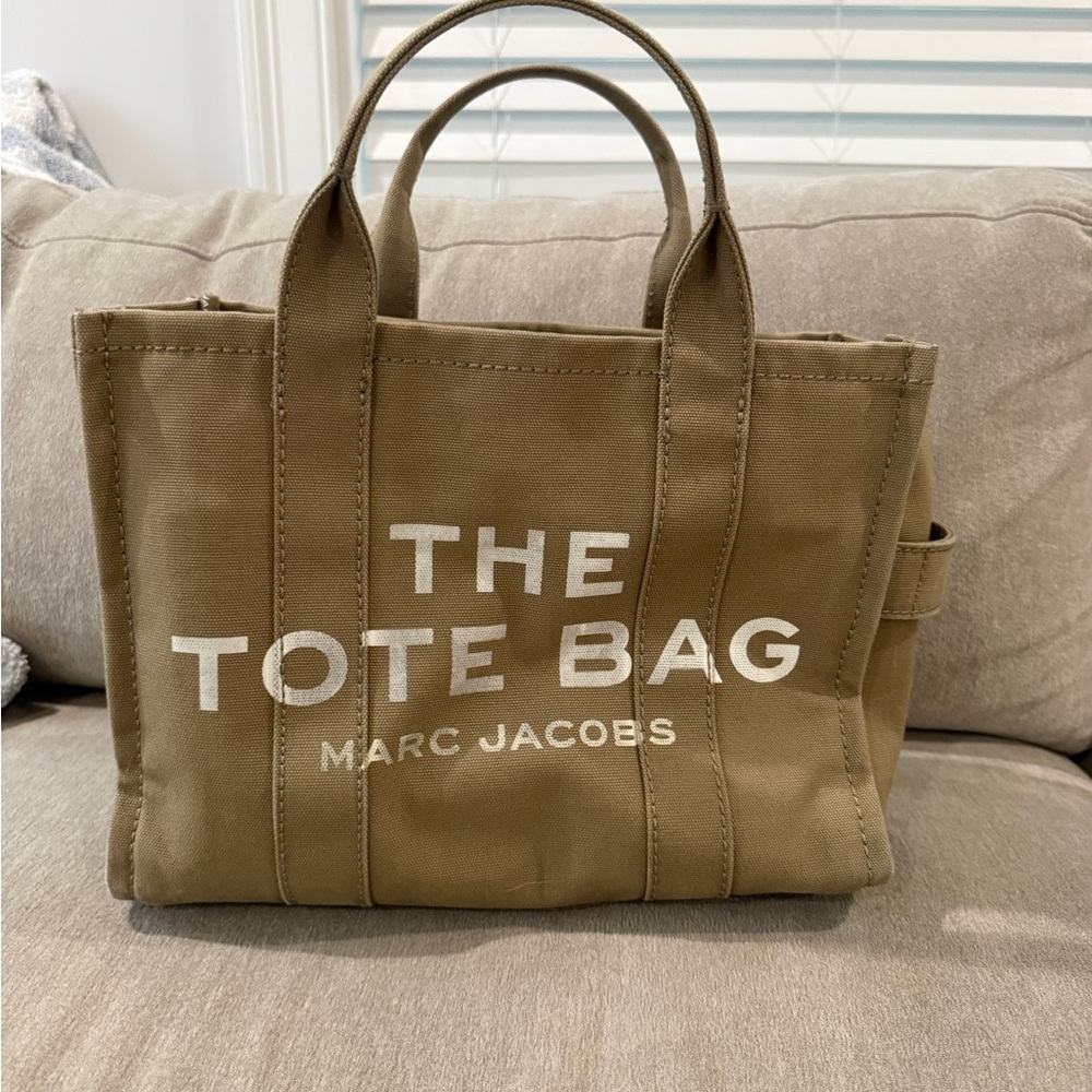 Marc Jacobs Olive Canvas 'The Tote Bag' with White Logo